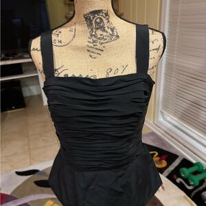 Julie Francis Black Silk Sleeveless Top size 10/12 - side zipper closure